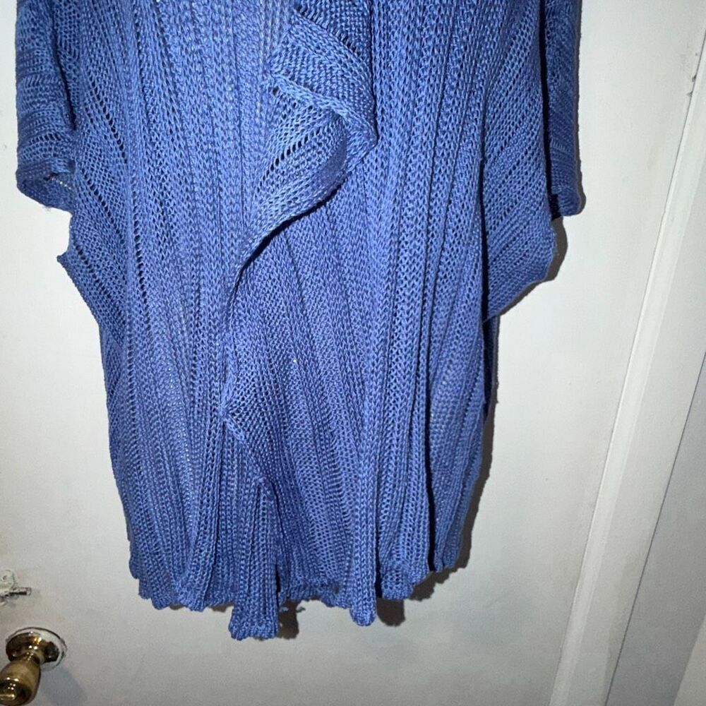 ZUZA BART Cornflower Blue Linen Knit Open Front Cardigan - Picture 3 of 9